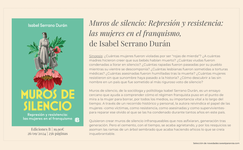 Libro Muros de silencio. Represión y resistencia: las mujeres en el franquismo, de Isabel Serrano Durán